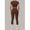 Бесшовный женский фитнес комплект Crop T-shirt + Leggings model 142